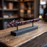Dragon Head Magic Wand with Display Stand | 3D Printed Fantasy Wizard Staff Replica | Gothic Desk Decor Cosplay Collectible