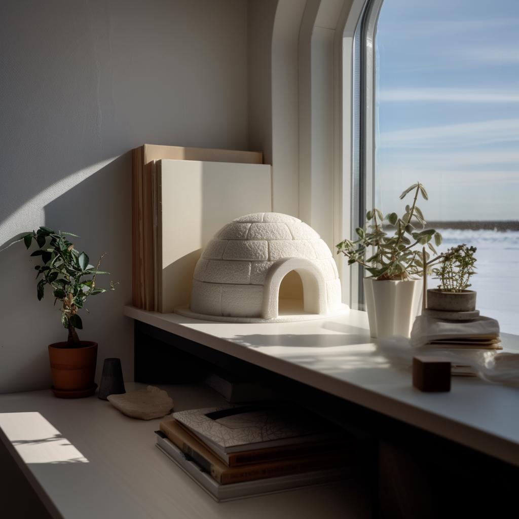 Cute Igloo Shelf Decor | 3D Printed Arctic Dome Display Accent for Modern Desk Setup, Cozy Bookshelf Styling and Nordic Home