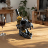 Skull Wine Bottle Holder | 3D Printed Gothic Skull Wine Rack Display for Standard Bottles | Dark Bar Shelf Decor Accent