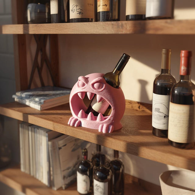 3D Printed Open-Mouth Monster Wine Bottle Holder shown in the product image.
