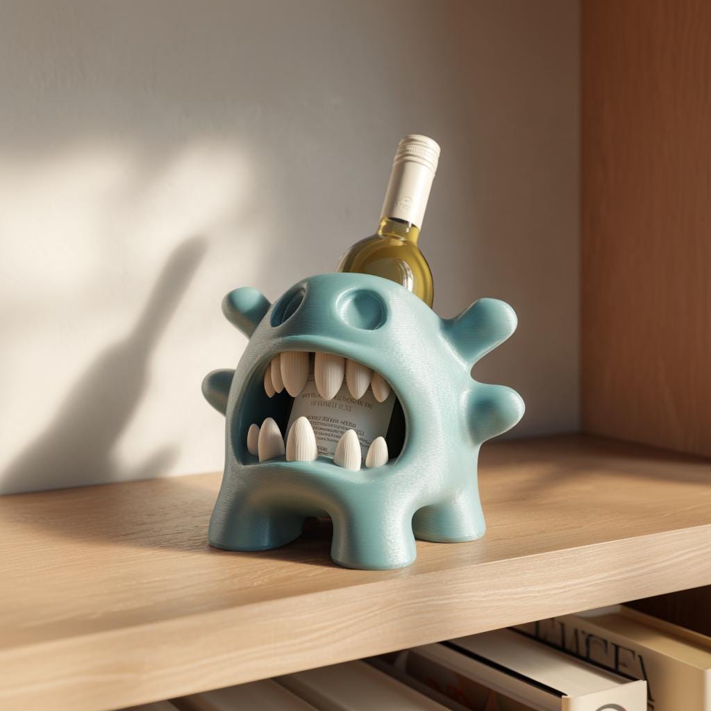 Monster Wine Bottle Holder for Standard Bottles | 3D Printed Fantasy Creature Wine Rack Display for Geeky Home Bar Decor for Game Rooms