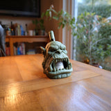 Orc Skull Wine Bottle Holder for Standard Bottles | 3D Printed Fantasy Monster Wine Rack Display for Gothic Home Bar Shelf Decor Accent