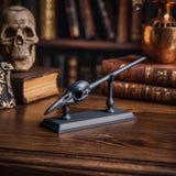 Raven Skull Magic Wand with Stand | 3D Printed Fantasy Wizard Wand Prop for Cosplay | Gothic Collector Decor Accessory for Adults