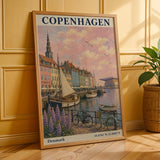 Copenhagen Harbor Travel Poster | Vintage Denmark Wall Art Print | Navy Cream Waterfront Cityscape | Scandinavian Coastal Decor