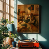Basset Hound Poster | Modern Paper Print | Dog Wall Print | Orange Printable Art | Living Room Decor Posters