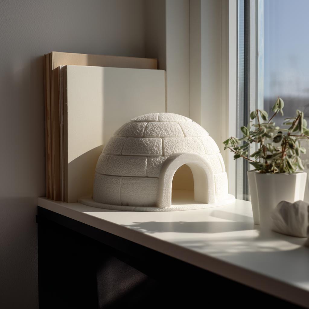 Cute Igloo Shelf Decor | 3D Printed Arctic Dome Display Accent for Modern Desk Setup, Cozy Bookshelf Styling and Nordic Home