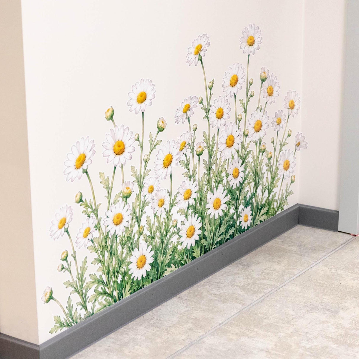 Chamomile Daisies Wall Vinyl Decal | Watercolor Wildflower Meadow Sticker | White Yellow Flower Wall Art | Nursery Kitchen Bathroom Decor