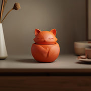 3D printed sleeping fox memorial urn featuring a fox curled into a sleeping pose