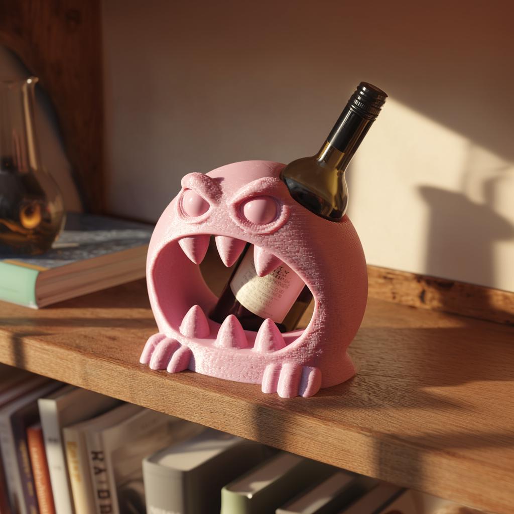 Monster Wine Bottle Holder | 3D Printed Funny Creature Wine Rack Display for Standard Bottles | Fantasy Bar Shelf Decor