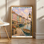 Nyhavn Copenhagen Travel Poster | Modern Denmark Wall Art Print | Navy Blue Waterfront Cityscape | Scandinavian Harbor Decor