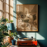 Scandinavia Poster | Gouache Paper Print | Samoyed Dog Wall Print | Nordic Printable Art | Bedroom Decor Posters