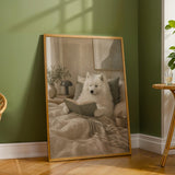 Scandinavia Poster | Gouache Paper Print | Samoyed Dog Wall Print | Nordic Printable Art | Bedroom Decor Posters