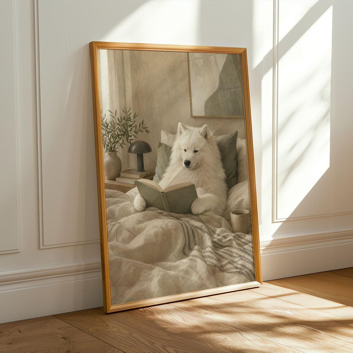 Scandinavia Poster | Gouache Paper Print | Samoyed Dog Wall Print | Nordic Printable Art | Bedroom Decor Posters