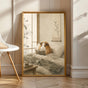 Teddy Guinea Pig Reading in Bed Poster | Japanese Zen Sumi-e Guinea Pig Wall Art | Warm Ivory Fog Gray Decor | Minimalist Bedroom Print