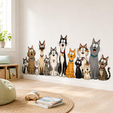 Funny Cat Group Wall Vinyl Decal | Cartoon Kittens Lineup Sticker | Pet Lover Wall Art | Kids Room Playroom Decor | Cute Cat Breeds