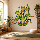 Weird Yoga Frogs Wall Vinyl Decal | Funny Meditation Frog Sticker | Zen Animal Wall Art | Yoga Studio Kids Room Decor