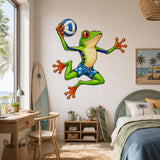 Weird Volleyball Frog Wall Vinyl Decal | Funny Beach Frog Sticker | Sports Animal Wall Art | Kids Room Playroom Gym Decor | Frog Lovers Gift