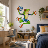 Weird Volleyball Frog Wall Vinyl Decal | Funny Beach Frog Sticker | Sports Animal Wall Art | Kids Room Playroom Gym Decor | Frog Lovers Gift