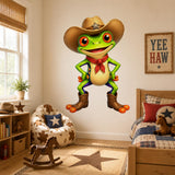 Weird Cowboy Frog Wall Vinyl Decal | Funny Western Frog Sticker | Cute Rodeo Animal Wall Art | Kids Room Nursery Ranch Decor