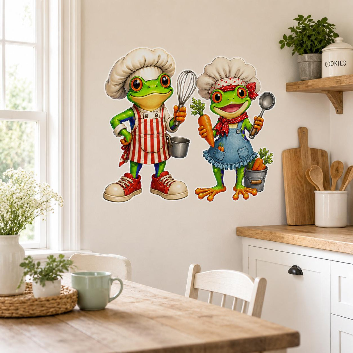 Weird Chef Frogs Wall Vinyl Decal | Funny Cooking Frog Sticker | Kitchen Wall Art | Quirky Restaurant Cafe Decor | Frog Lover Gift