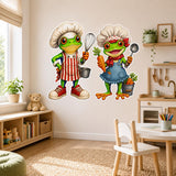 Weird Chef Frogs Wall Vinyl Decal | Funny Cooking Frog Sticker | Kitchen Wall Art | Quirky Restaurant Cafe Decor | Frog Lover Gift