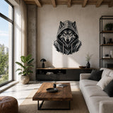 Wolf in Hoodie Wall Vinyl Decal | Black and White Urban Animal Sticker | Teen Bedroom Wall Art | Gamer Room Streetwear Decor | Modern Accent
