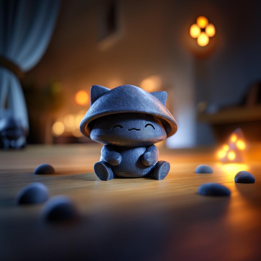 Mushroom Cat Memorial Urn with Lid | 3D Printed Pet Ashes Keepsake Container for Fantasy Shelf Decor, Pet Remembrance and Tribute