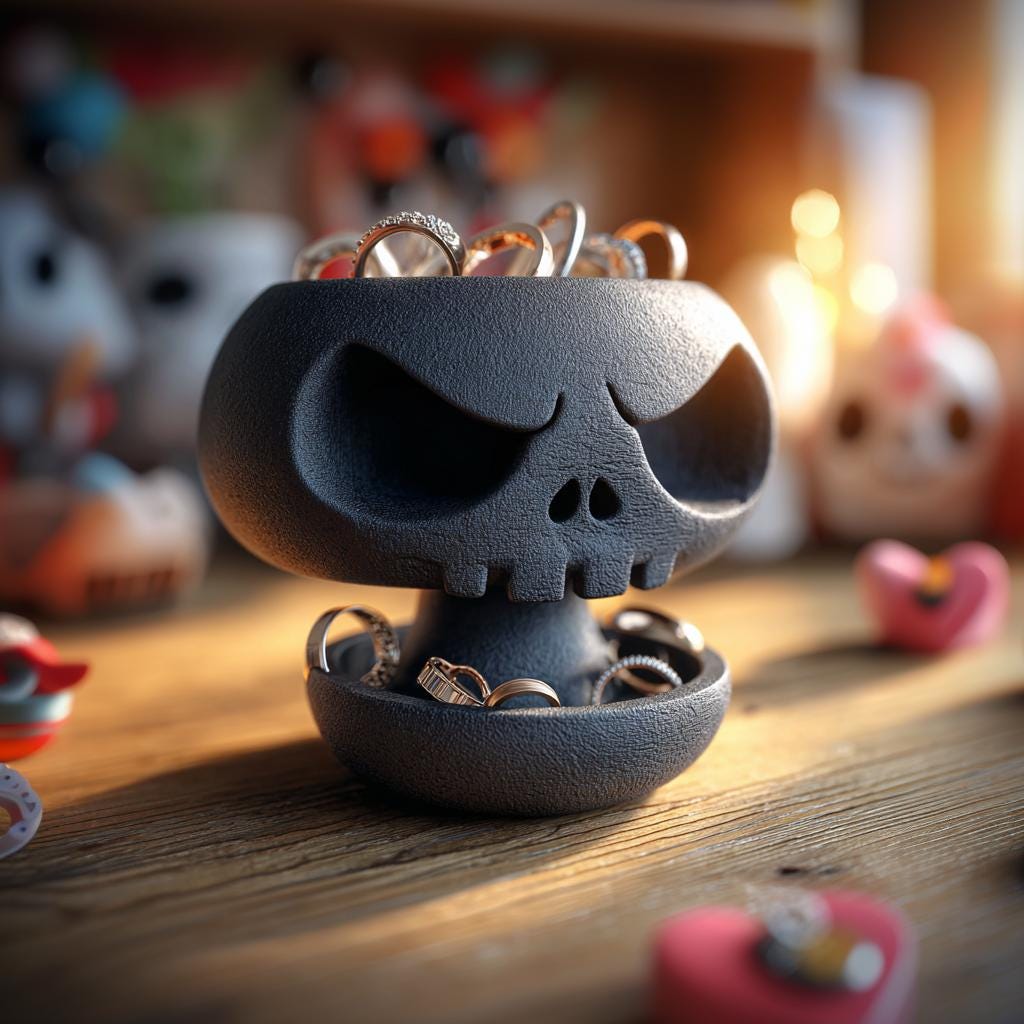 Skull Jewelry Organizer | Skull Ring Holder | Gothic Jewelry Stand | 3D Printed Earring Display | Halloween Vanity Tray Decor