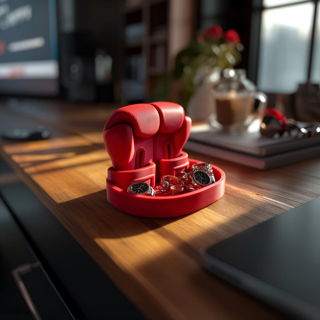 Boxing Glove Jewelry Organizer | Boxer Ring Holder | Mens Watch Tray | 3D Printed Valet Tray | Dresser Desk Decor | Gift For Him Dad Boxer