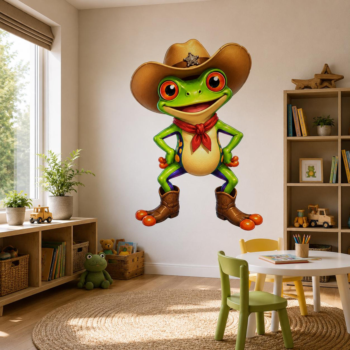 Weird Cowboy Frog Wall Vinyl Decal | Funny Western Frog Sticker | Cute Rodeo Animal Wall Art | Kids Room Nursery Ranch Decor