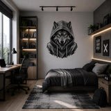 Wolf in Hoodie Wall Vinyl Decal | Black and White Urban Animal Sticker | Teen Bedroom Wall Art | Gamer Room Streetwear Decor | Modern Accent