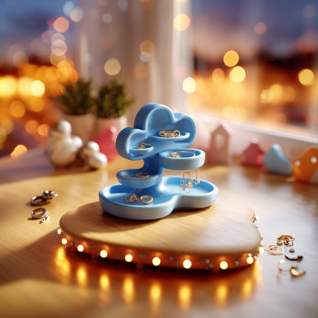 Cloud Jewelry Organizer | Cloud Ring Holder | 3D Printed Earring Stand | Vanity Jewelry Storage | Decorative Trinket Dish | Dresser Decor