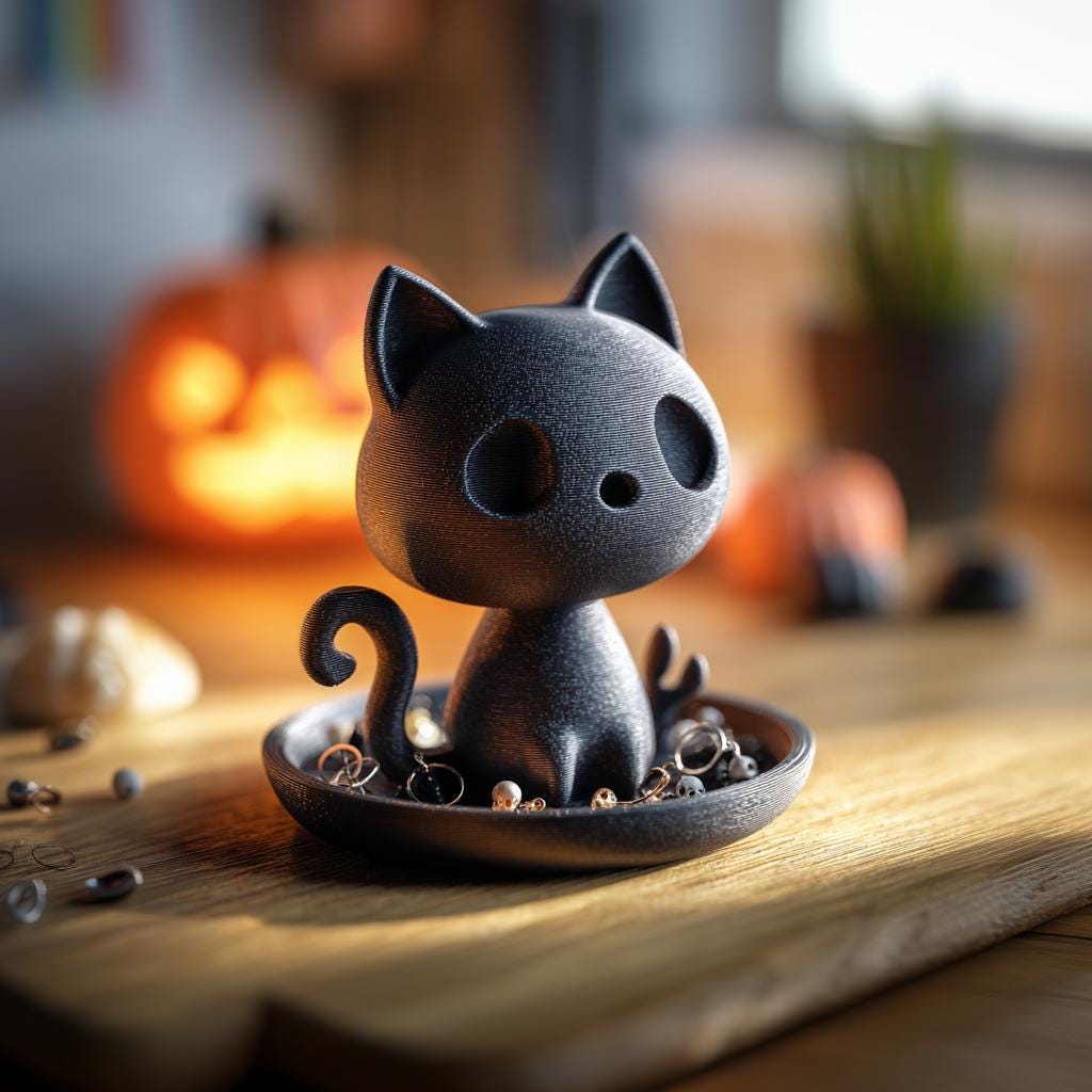 Cat Jewelry Organizer | Cat Ring Holder | Cute 3D Printed Earring Stand | Halloween Jewelry Tray | Vanity Dresser Decor | Cat Lover Gift