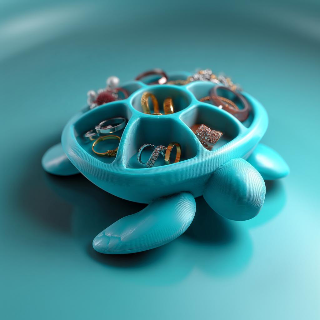 Turtle Jewelry Organizer | Sea Turtle Ring Holder | 3D Printed Earring Tray | Coastal Trinket Dish | Ocean Vanity Dresser Decor Gift For Her