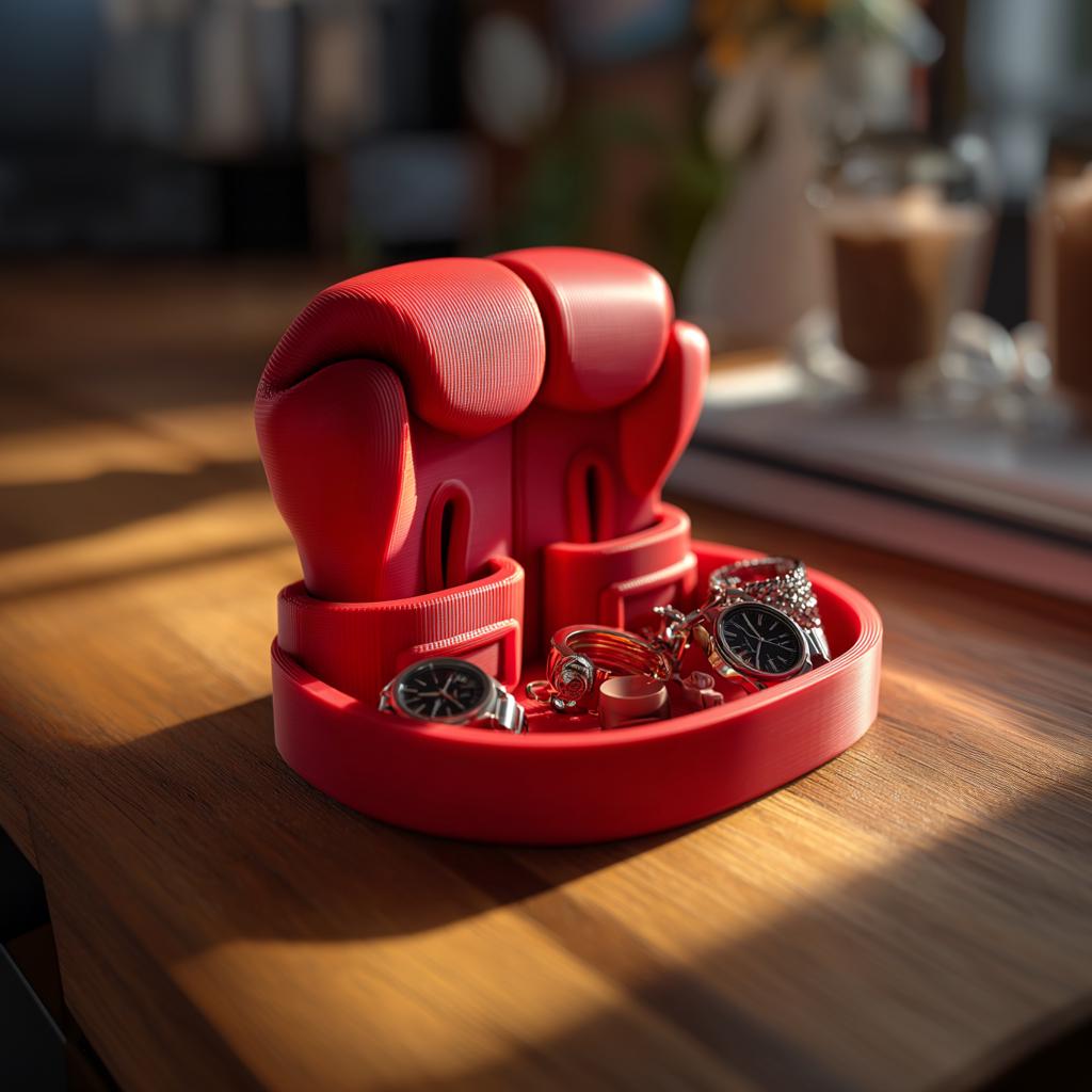 Boxing Glove Jewelry Organizer | Boxer Ring Holder | Mens Watch Tray | 3D Printed Valet Tray | Dresser Desk Decor | Gift For Him Dad Boxer