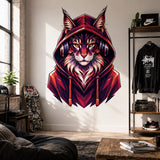 Cat Headphones Wall Decal | Hooded Cat Portrait Sticker | Colorful Low Poly Cat Art | Music Room Decor | Teen Room Wall Art | Cat Lover Gift