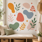 Abstract Botanical Wall Decal Set | Colorful Organic Shape Stickers | Leaf Branch Wall Art | Modern Boho Decor | Sage Coral Mustard Blue Art