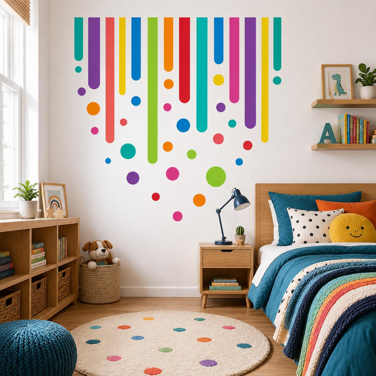Colorful Abstract Wall Art Print | Rainbow Drip Decor | Modern Geometric Artwork | Kids Room Poster | Playroom Wall Decor | Bright Color Art