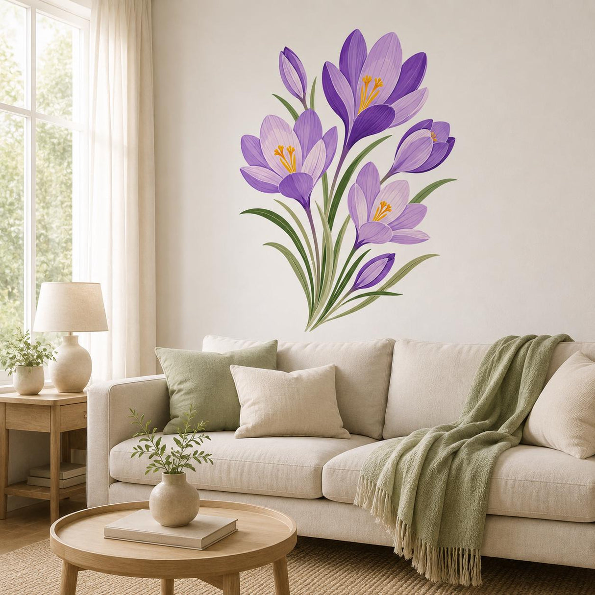 Purple Crocus Flower Wall Art Print | Botanical Floral Decor | Spring Flower Artwork | Cottage Garden Poster | Bedroom Decor | Floral Poster