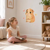 Cute Guinea Pig Wall Decal | Guinea Pig Wall Sticker | Nursery Animal Decor | Kids Room Wall Art | Pastel Pet Wall Decor | Butterfly Accents