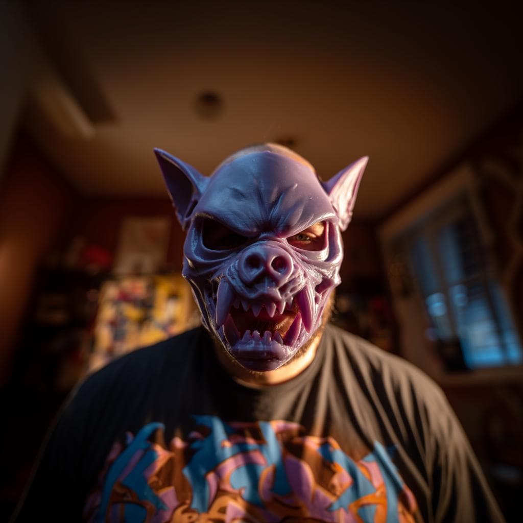 3D Printed Wearable Monster Creature Mask, Feral Beast Face Cover, Goblin Orc Cosplay Prop, Scary Halloween Costume Accessory, Theatrical