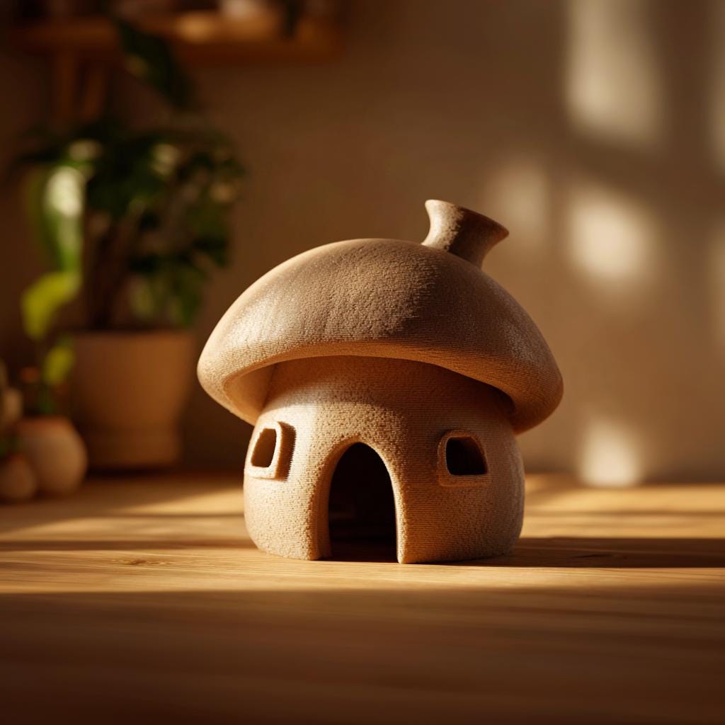 3D Printed Mushroom Hamster Hideout, Cute Cottage Small Animal Hideaway, Mouse Burrow Shelter, Cage Enclosure Decor, Whimsical Rodent House