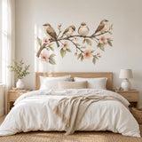 Watercolor Birds Wall Decal | Birds on Branch Wall Sticker | Floral Bird Wall Art | Botanical Bedroom Decor | Spring Blossom Wall Decoration