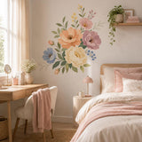 Pastel Floral Wall Decal | Botanical Flower Wall Sticker | Wildflower Bouquet Wall Art | Bedroom Decor | Soft Spring Flowers Wall Decoration