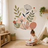 Botanical Wall Decal | Abstract Floral Wall Sticker | Boho Flower Art | Sage Green Terracotta Decor | Modern Home Nursery Bedroom Wall Decor
