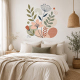 Botanical Wall Decal | Abstract Floral Wall Sticker | Boho Flower Art | Sage Green Terracotta Decor | Modern Home Nursery Bedroom Wall Decor