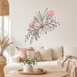 Floral Wall Decal | Blush Botanical Sticker | Peach Flower Line Art | Boho Nursery Decor | Neutral Bedroom Wall Art | Modern Botanical Decor