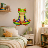 Weird Red Eyed Frog Wall Art Print | Meditating Frog Decor | Colorful Green Frog Art | Quirky Meditation Room Decor | Whimsical Frog Artwork