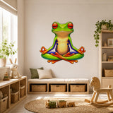 Weird Red Eyed Frog Wall Art Print | Meditating Frog Decor | Colorful Green Frog Art | Quirky Meditation Room Decor | Whimsical Frog Artwork