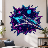 Spaceship Wall Art Print | Neon Sci Fi Space Decor | Futuristic Starship Artwork | Galaxy Planet Poster | Gamer Room Decor | Cosmic Wall Art